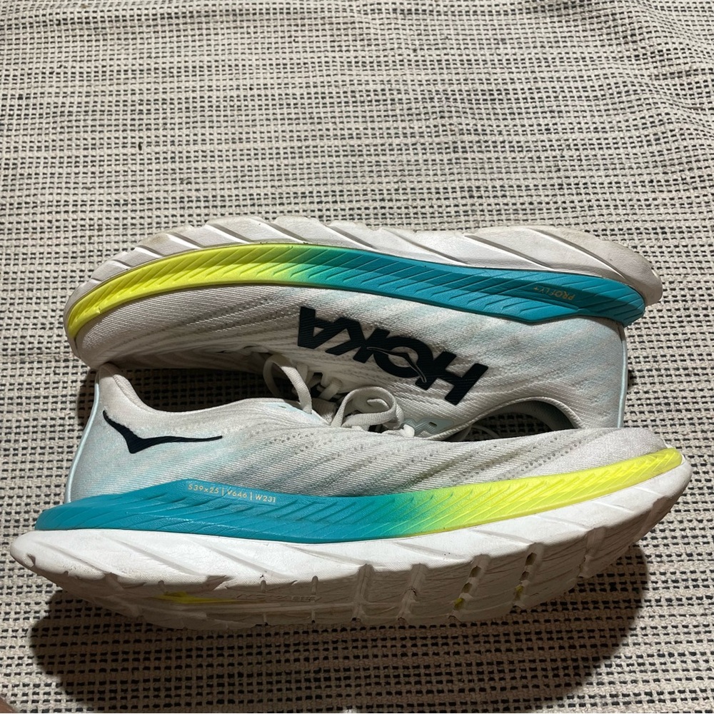 HOKA Men's Mach 5 Running Shoes Size 12.5D In White/Blue Glass - Picture 7 of 9